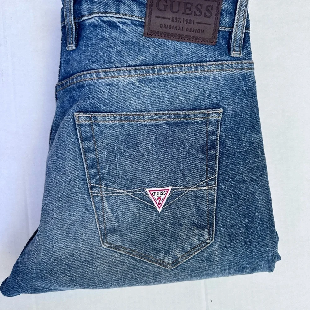 Guess Men's Distressed Blue Slim Boot Jeans